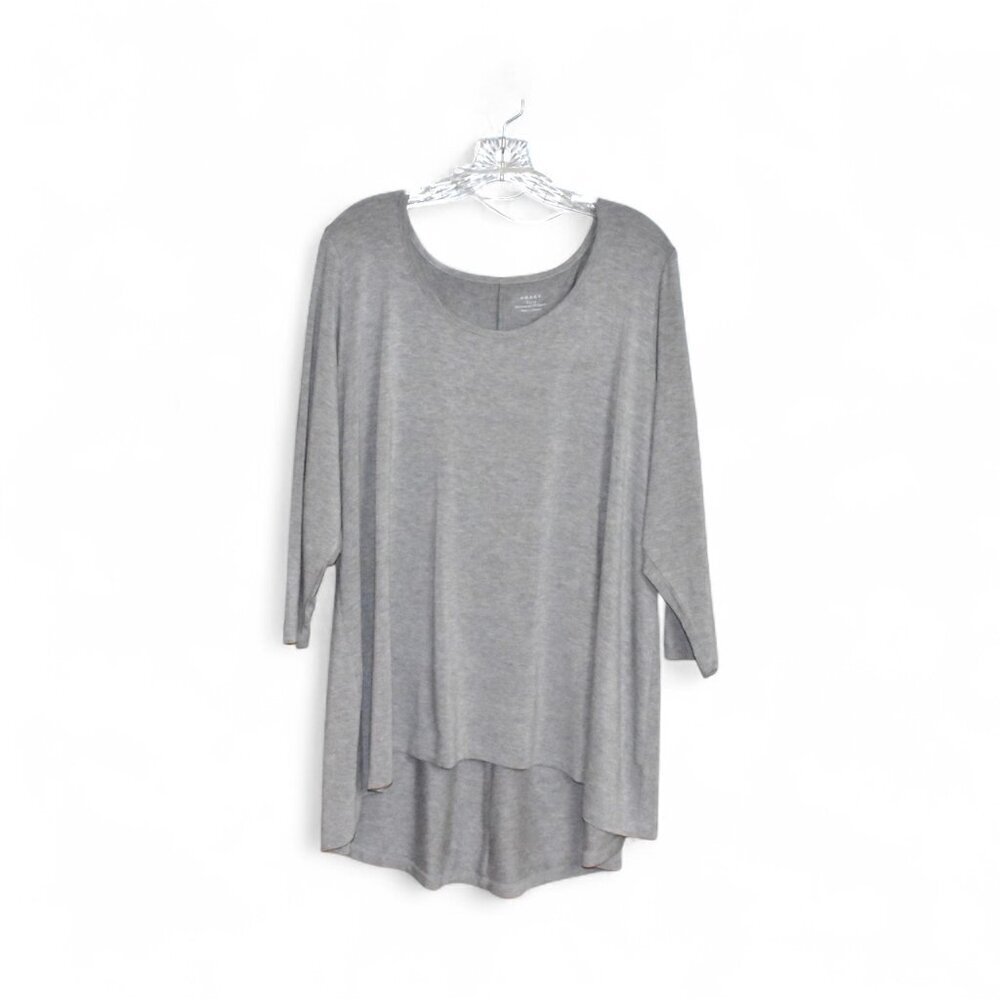 Grace Pullover High Low 3/4 Sleeve Top Gray Size 3X - Picture 1 of 9